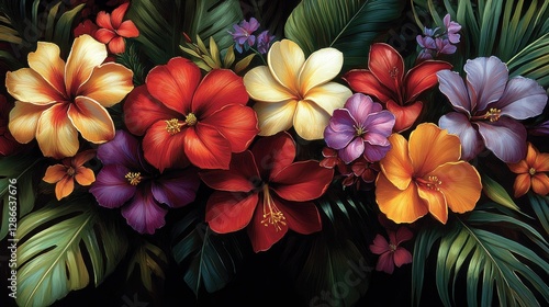 Wallpaper Mural Tropical Flower Arrangement Torontodigital.ca