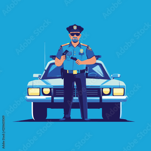 Police Officer Standing in Front of a Car