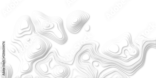 Abstract white paper cut background with line. 3d topography relief. Vector topographic illustration. realistic papercut decoration textured with wavy layer and shadow. seamless pattern wave design.