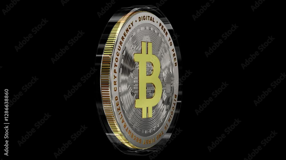 Gold-Silver Bitcoin in a Glass Circle with a Transparent Alpha Channel, Looped, Exclusive
Gold-Silver Bitcoin in a Glass Circle with a Transparent Alpha Channel, Looped, Exclusive