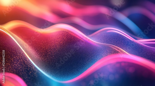 A luminous, multicolor wave texture with a futuristic glow, showcasing smooth transitions between vibrant colors.