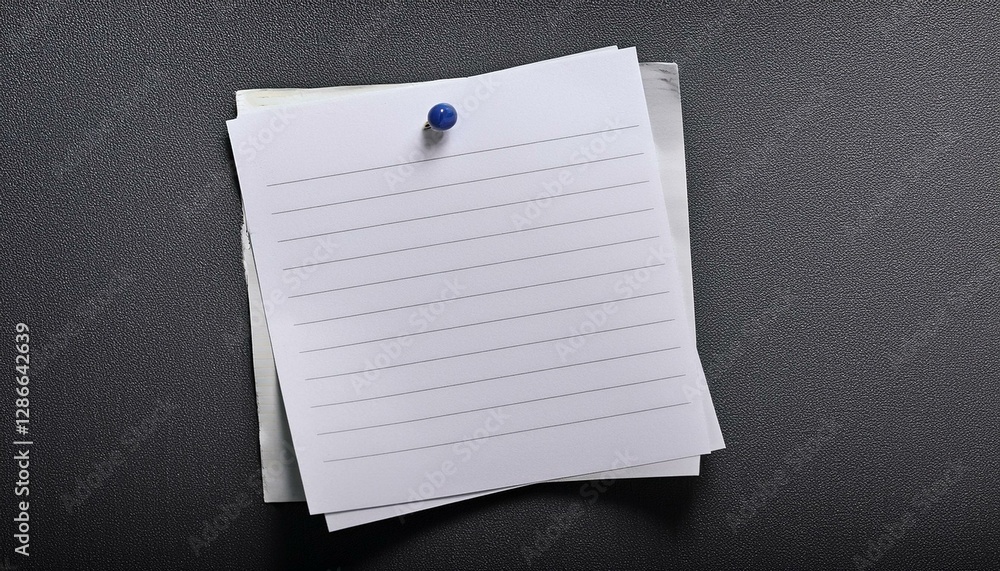 Lined note paper on dark gray magnet board Lined note paper on dark gray magnet board