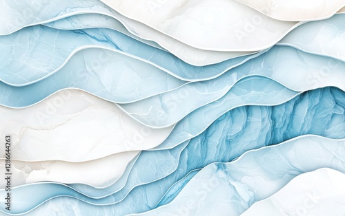 Wallpaper Mural Abstract Blue and White Marble Waves Background Design Modern Paper Cut Style Texture Torontodigital.ca