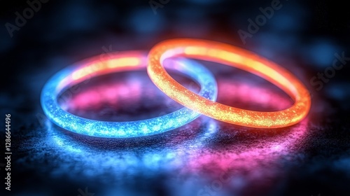 Wallpaper Mural Two glowing rings, contrasting colors, abstract background.  Possible use for  illustration, graphic design Torontodigital.ca