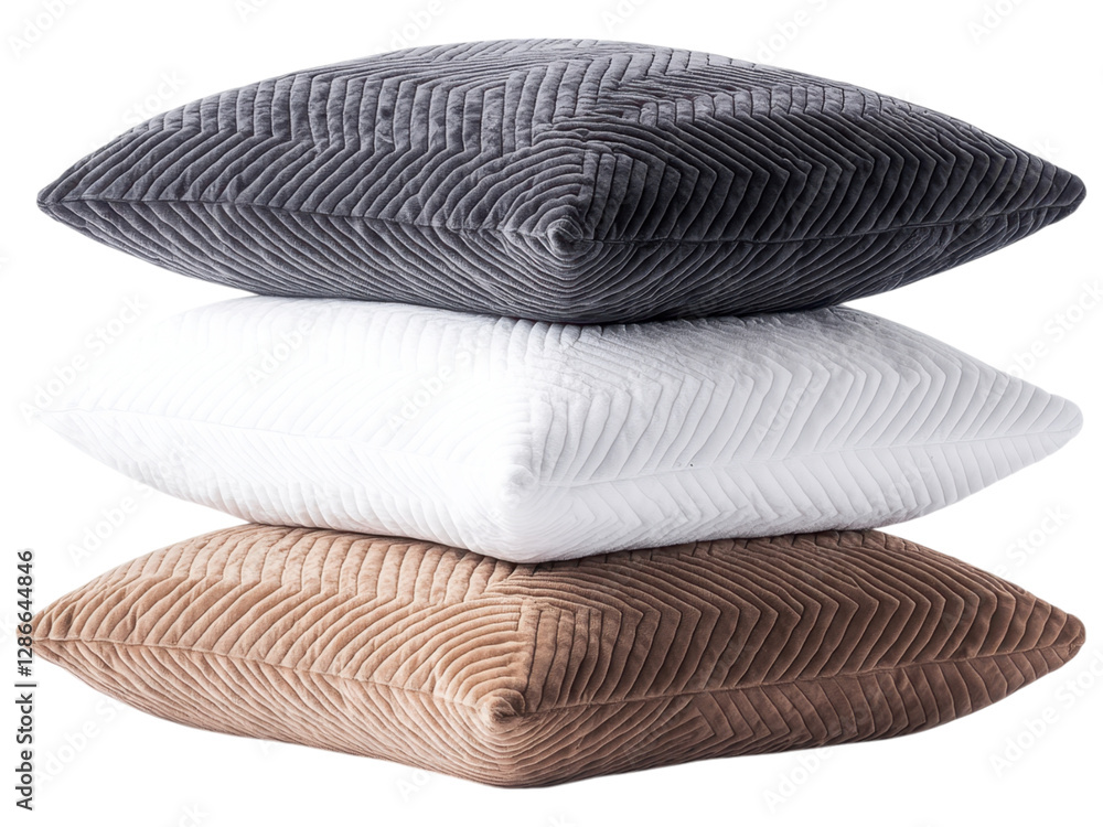 A set of three stylish pillows in various colors arranged neatly on top of each other, perfect for home decor. A set of three stylish pillows in various colors arranged neatly on top of each other, perfect for home decor.
