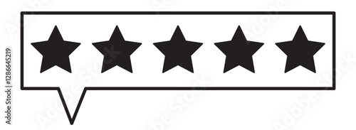 Five stars icon Vector. Five stars customer product rating review flat icon for apps and websites. Set of five star icon collection. Yellow and black star symbol. Vector Illustration. Customer review 