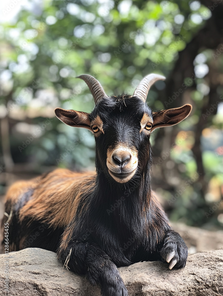 Close up portrait of a domestic brown goat isolated on white background , animal. Close up portrait of a domestic brown goat isolated on white background , animal.