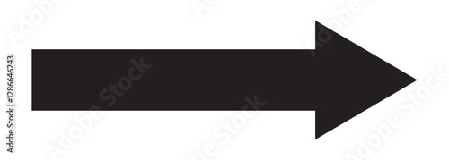 Long arrow. Black arrow pointing right. Black large arrow pointing right. Bold thine long arrow. Vector illustration. Long arrow icon Vector.
