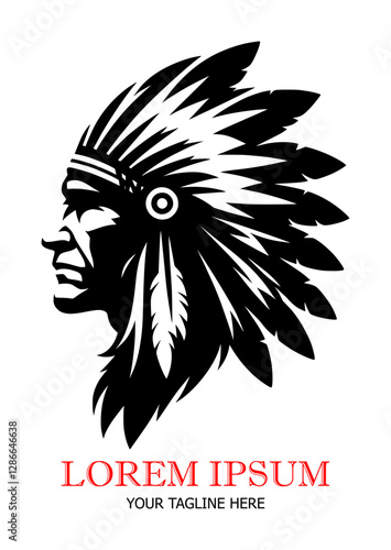 silhouette logo of chief of american indian tribe (artwork 3)