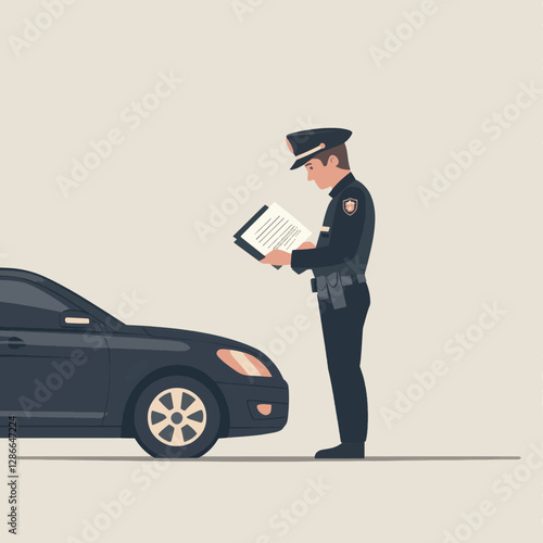 Police Officer Writing a Ticket to a Car
