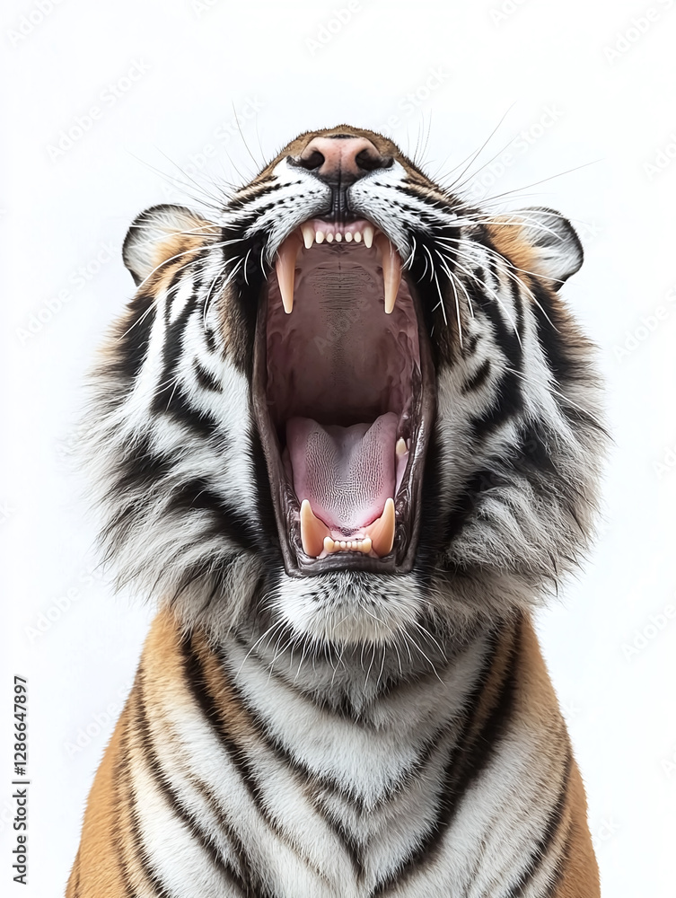 Naklejka premium Wild asian bengal tiger isolated on a white background , animal.