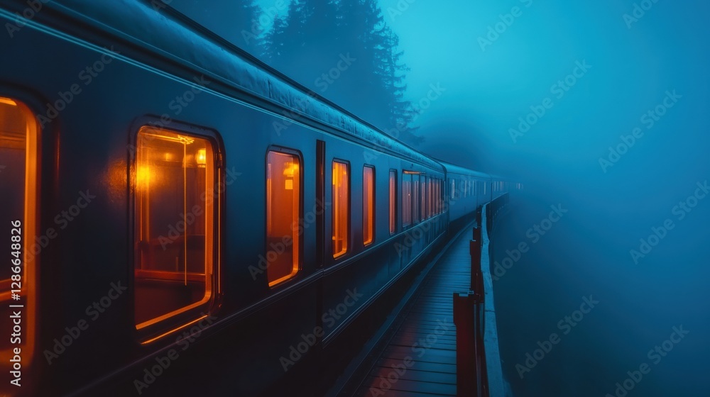 A train carriage in the morning fog, railway romance, the prospect of rails. A train carriage in the morning fog, railway romance, the prospect of rails.