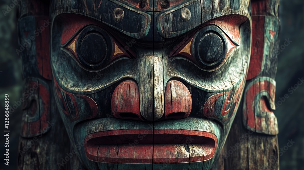 Naklejka premium The mysterious gaze of ancient totems