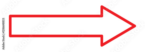 Long red arrow icon vector pointing right. Arrow shape element. Bold arrow icon. large size red long arrow. Long arrows icon. 