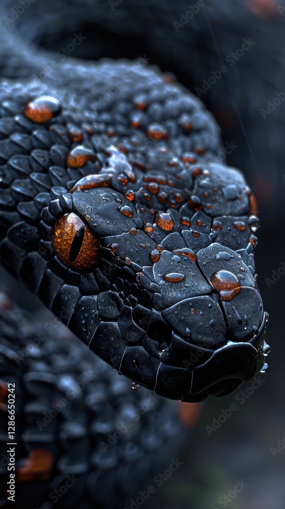 Highly Detailed Black Abstract Image of a Venomous Snake Highly Detailed Black Abstract Image of a Venomous Snake