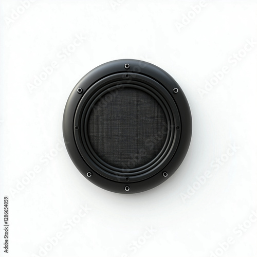 Wallpaper Mural A close-up image of a black speaker driver with a circular design, showcasing its mesh cover and mounting details. The sleek, professional look is ideal for high-end audio equipment displays. Torontodigital.ca
