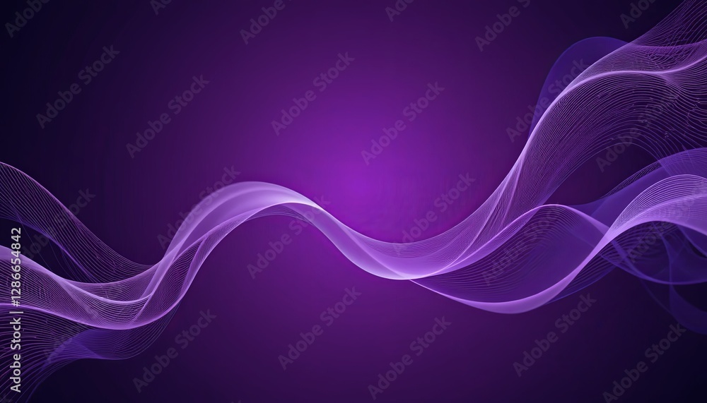 Fototapeta premium Dynamic wave patterns abstract digital art purple background artistic fluidity