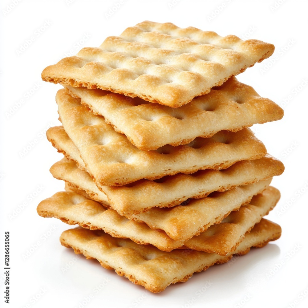 Crispy saltine crackers isolated on white background Crispy saltine crackers isolated on white background