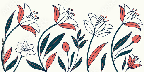 Design a cubist-style floral pattern with sharp angles and fragmented petal structures.