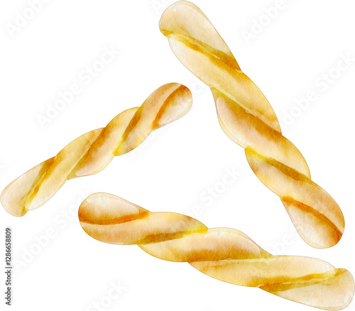 фотографія watercolor fusilli pasta