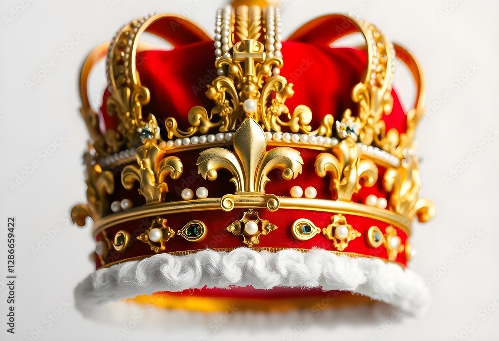 Fototapeta premium Luxurious Red and Gold Royal Crown, Detailed Close-up