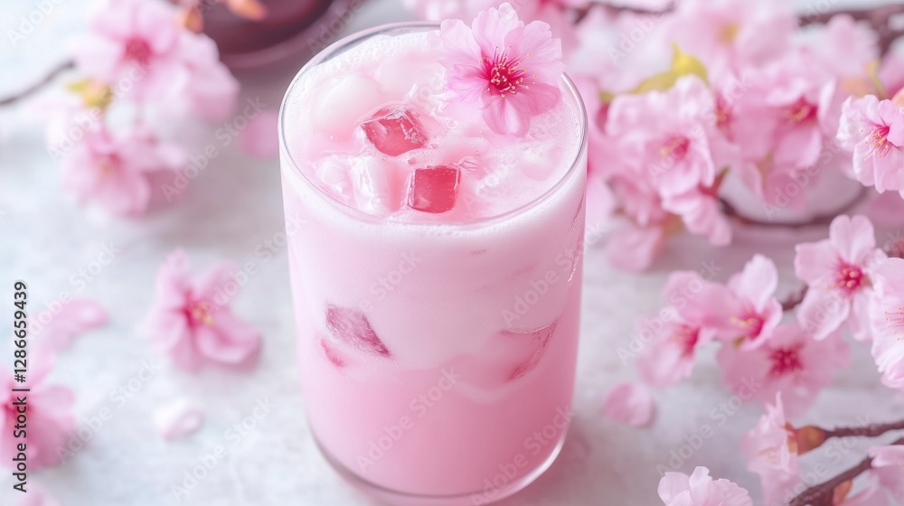 Spring romance of cherry blossom bubble drink Spring romance of cherry blossom bubble drink