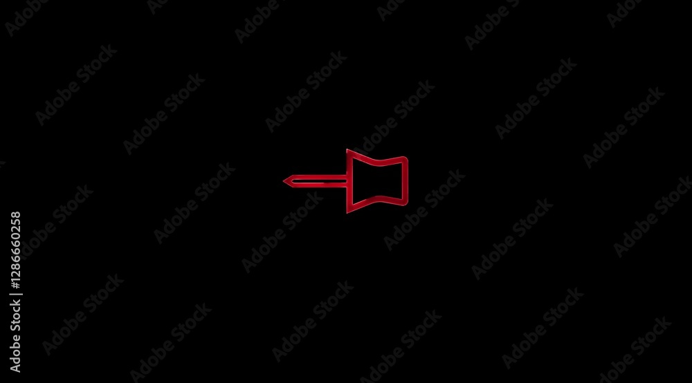 Glowing neon Pin stroke sign icon animation on black color background. Glowing neon Pin stroke sign icon animation on black color background.