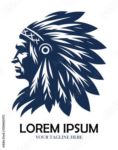 silhouette logo of chief of american indian tribe (artwork 4)