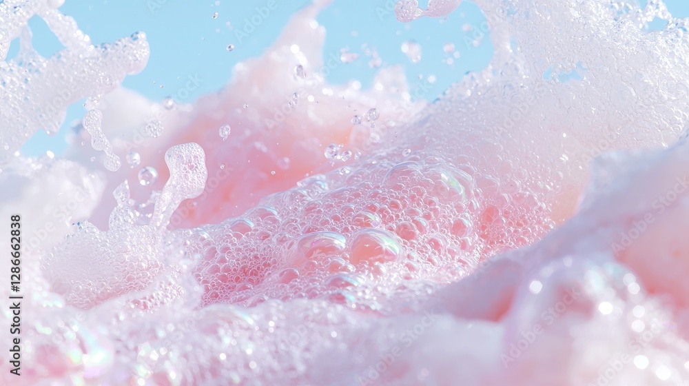 Fototapeta premium Abstract Soap Foam Splash Closeup, Pastel Colors