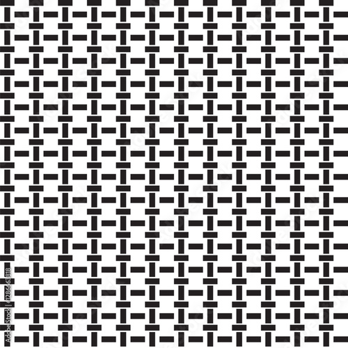Seamless pattern of black rectangles arranged horizontally and vertically on a white background