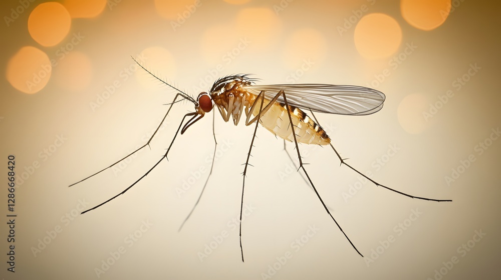 Close-Up of a Mosquito with Delicate Wings Against a Soft Bokeh Background Close-Up of a Mosquito with Delicate Wings Against a Soft Bokeh Background