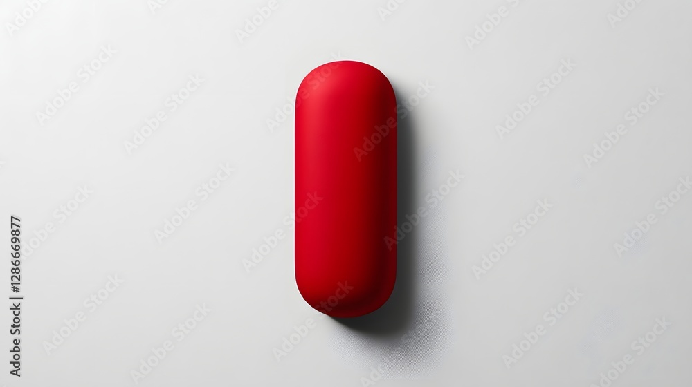 Minimalist Red Medicine Capsule Isolated on a Clean White Surface with Subtle Shadows Minimalist Red Medicine Capsule Isolated on a Clean White Surface with Subtle Shadows