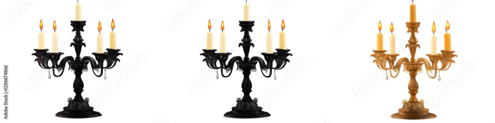 Fototapeta premium A set of decorative candlelight stands