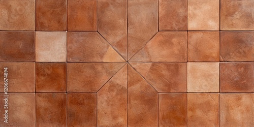 Geometric pattern of terracotta tiles with a warm brown hue ideal for interior design and home dcor
