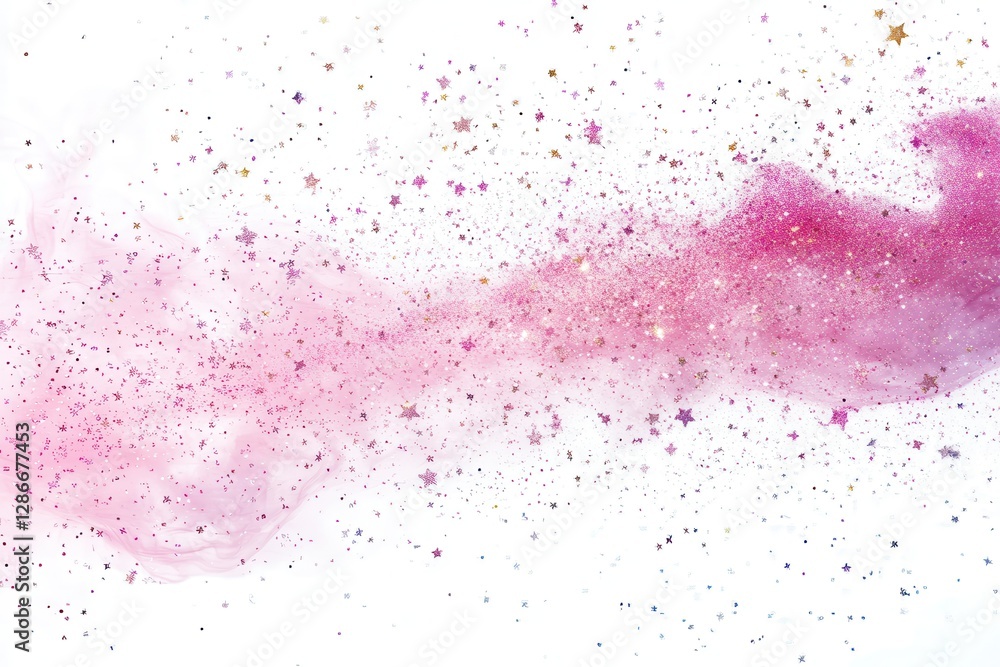 Abstract pink and white galaxy with stars and glitter Abstract pink and white galaxy with stars and glitter