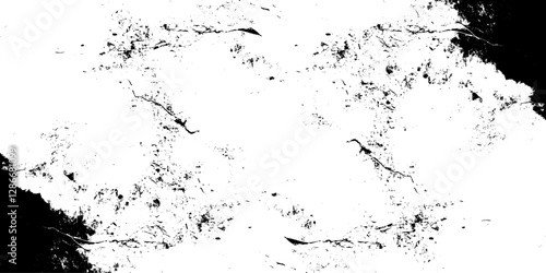 Distressed black texture. Dark grainy texture on white background. Dust overlay textured. Grain noise particles. Rusted white effect. Grunge design elements. Vector illustration, EPS 10.