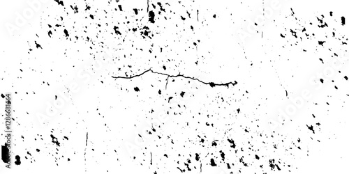 Distressed black texture. Dark grainy texture on white background. Dust overlay textured. Grain noise particles. Rusted white effect. Grunge design elements. Vector illustration, EPS 10.