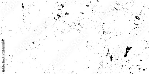 Distressed black texture. Dark grainy texture on white background. Dust overlay textured. Grain noise particles. Rusted white effect. Grunge design elements. Vector illustration, EPS 10.