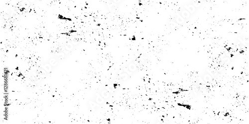 Distressed black texture. Dark grainy texture on white background. Dust overlay textured. Grain noise particles. Rusted white effect. Grunge design elements. Vector illustration, EPS 10.