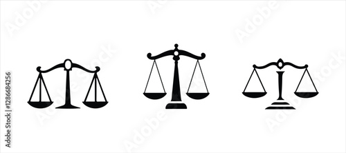 Scales of justice hand drawn illustration on white background. scales vector set.