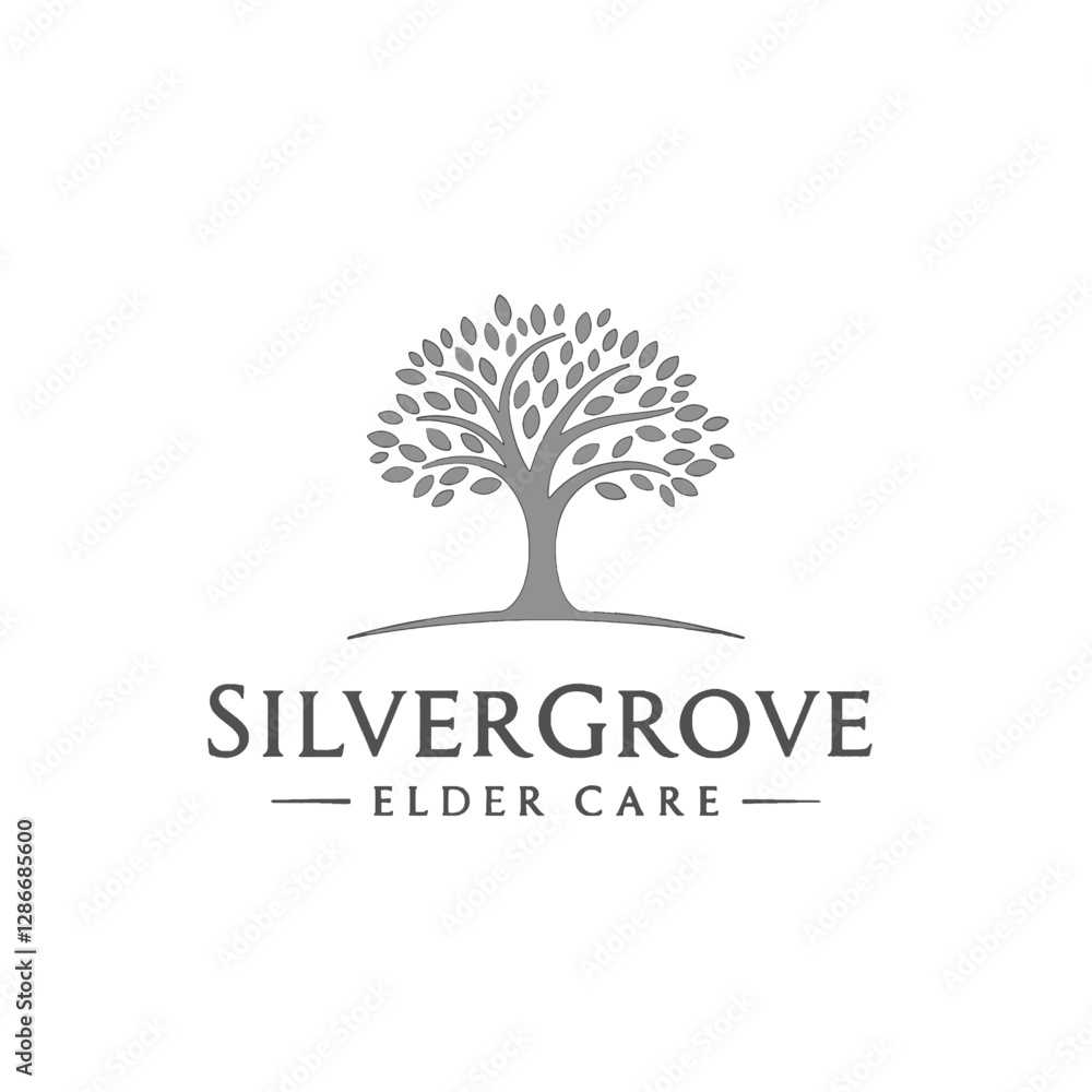 Obraz premium Abstract Logo for Elder Care Services With a Tree Design