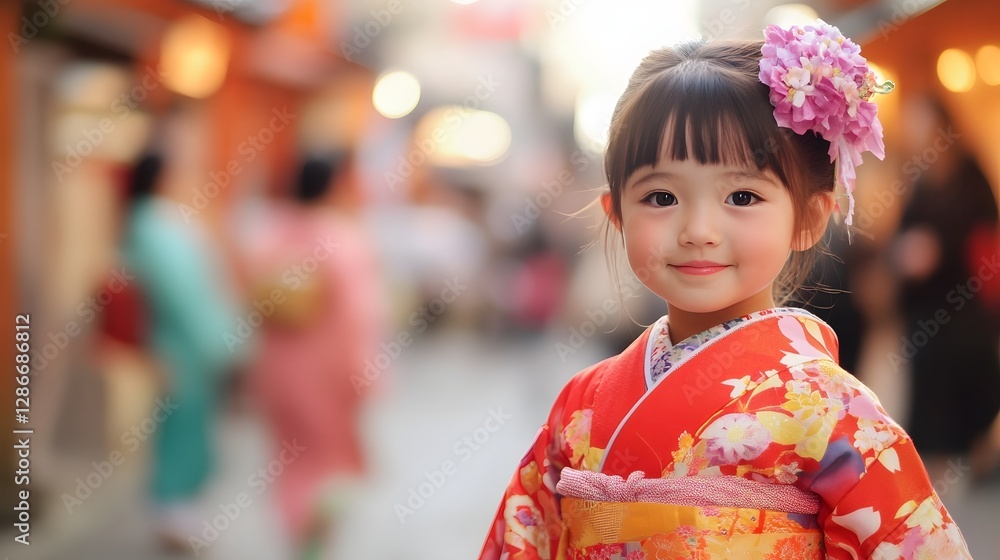 Japan Culture and Tradition with Blurred Crowd in Vibrant City Street Japan Culture and Tradition with Blurred Crowd in Vibrant City Street