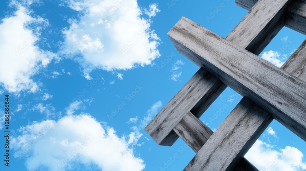 Steel processing amidst azure skies the durability of towering beams Steel processing amidst azure skies the durability of towering beams