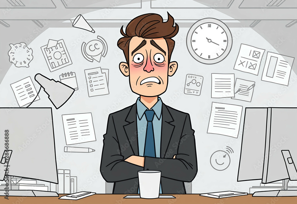 a man stressed with too much work a man stressed with too much work
