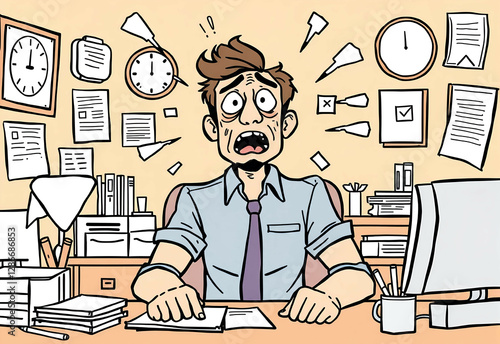 a man stressed with too much work