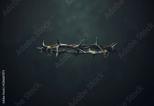 crown of thorns of Jesus Christ with sunset background. Good Friday or Holy Week concept
