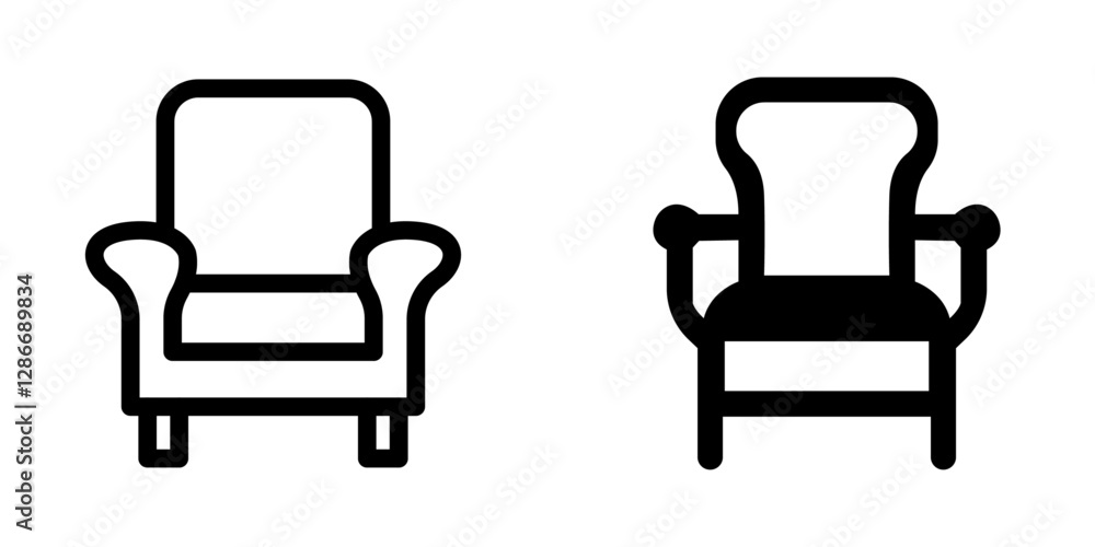 Classic Old Chair Icon Design – Vector Symbol Set Classic Old Chair Icon Design – Vector Symbol Set