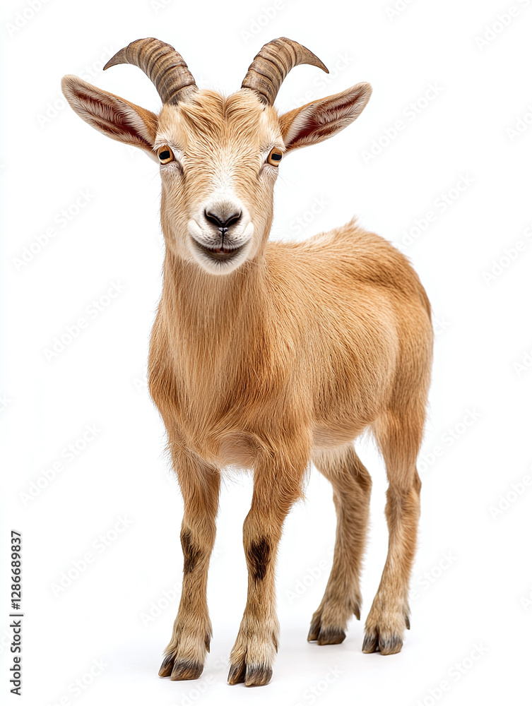 Fototapeta premium Ibex goat isolated on a white background , animal.