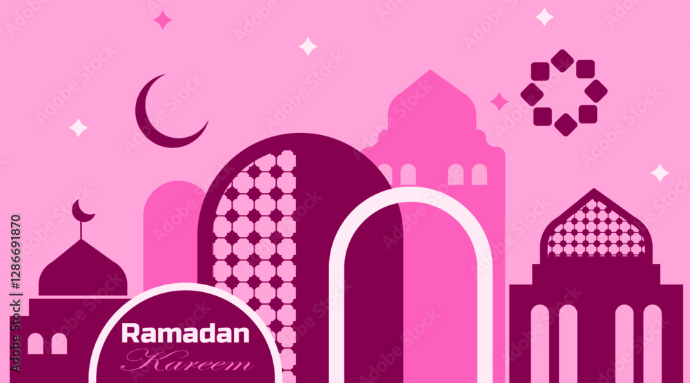 Banner design | Islamic background with pattern shape | Elegant vector background with moon, star, lamp for greeting, ramadan, occation, invitation with mimi pink colour Banner design | Islamic background with pattern shape | Elegant vector background with moon, star, lamp for greeting, ramadan, occation, invitation with mimi pink colour
