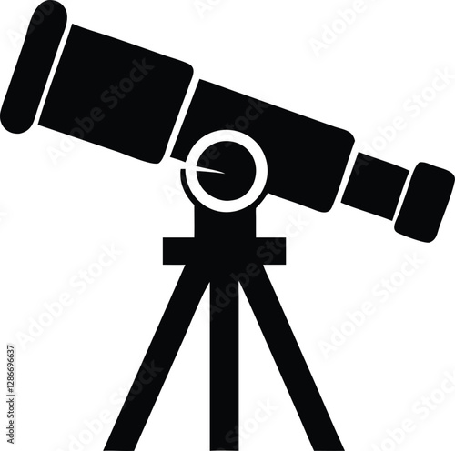 Telescope Icon  Vector Illustration of a Classic Telescope on Stand